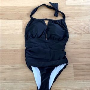 NWT Black one piece halter bathing suit